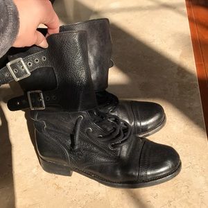 All saints dimisi black leather boots size 38